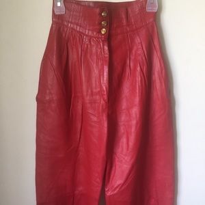 Vintage Red Leather Pants